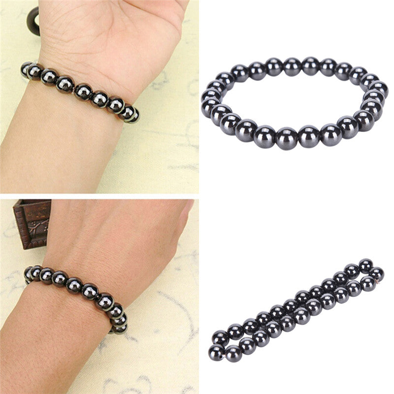 Unisex Luxury Slimming Bracelet Weight Loss Round Black Stone Magnetic Therapy Bracelet Health Care 1PCS Main image