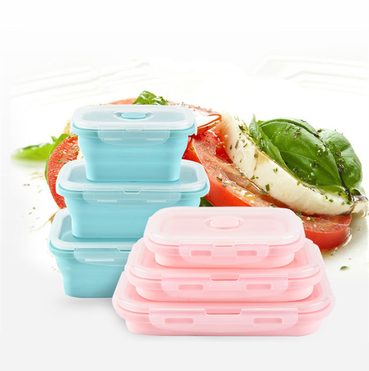 3pcs/Set Collapsible Silicone Lunch Box Food Fruit Storage Container Portable Bento Box Safe Kitchen Microwave School Lunchbox