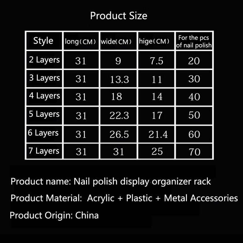 Clear/Transparent Nail Polish Rack Multi layers Cosmetic Varnish Display Stand Holder Manicure Tool Organizer Storage Shelf