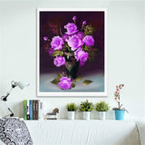 DIY 5D Diamonds Embroidery Purple Rose Vase Magic Cube Round Diamond Painting Cross Stitch Kits Diamond Mosaic