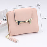 Korean Cute Cat Anime Leather Trifold Slim Mini Wallet Women Small Clutch Female Purse Coin Card Holder Dollar Bag Cuzdan