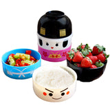 CJ010 Japanese-style cartoon bento box round festive plastic lunchbox Dinnerware Sets Meal Box microwaveable tableware suit