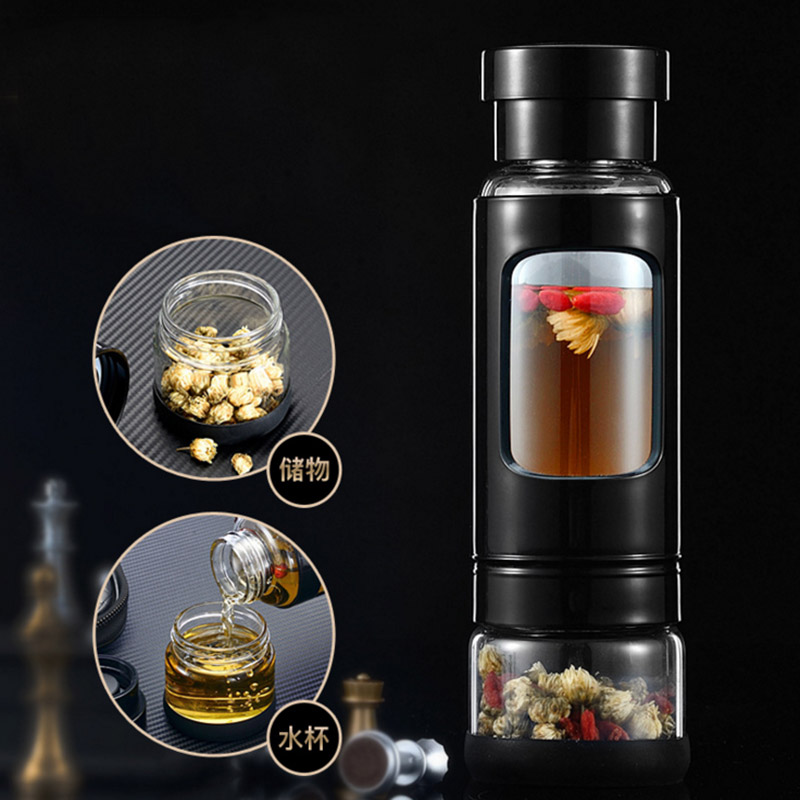 High quality 430ML Glass water bottle with tea infuser water tea bottle heat-resisting 4 colors Main image