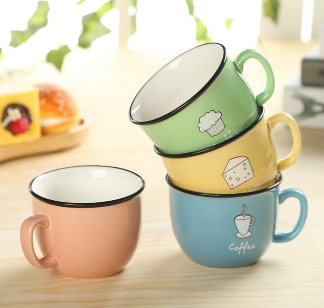 Creative Candy Color Ceramic Mug Coffee Milk Breakfast Cup Cute Porcelain Tea Mugs 250ml Novetly Gifts Main image