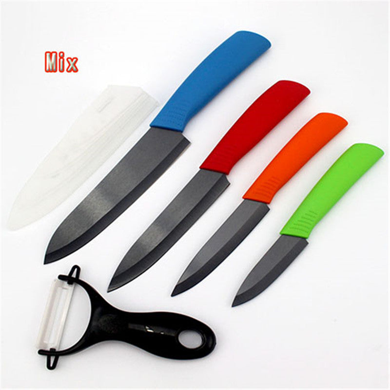 Top quality Gifts Zirconia black blade black handle 3" 4" 5" 6" inch + Peeler + covers ceramic kitchen knife set Secondary image