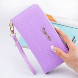 Women Wallets Leather Coin Purse Female Long Wallet Wristlet Zipper Card Holder Purse Female Fashion Clutch New Clamp For Money