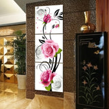 DIY Full Diamonds Embroidery Triptych flowers roses vertical version Round Diamond Painting Cross Stitch Diamond Mosaic