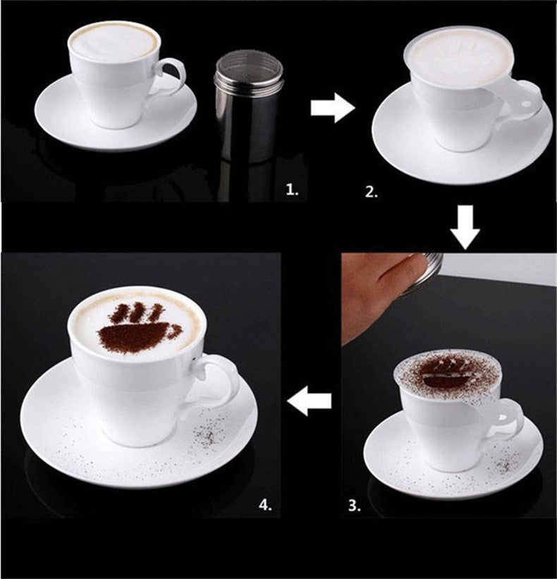 Coffee Mold Appuccino 16pcs/lot Latte pianting Stencil Mold Coffee Decor Barista Duster Art Template Strew Pad Duster