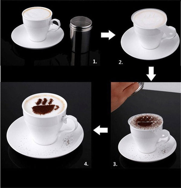 Coffee Mold Appuccino 16pcs/lot Latte pianting Stencil Mold Coffee Decor Barista Duster Art Template Strew Pad Duster