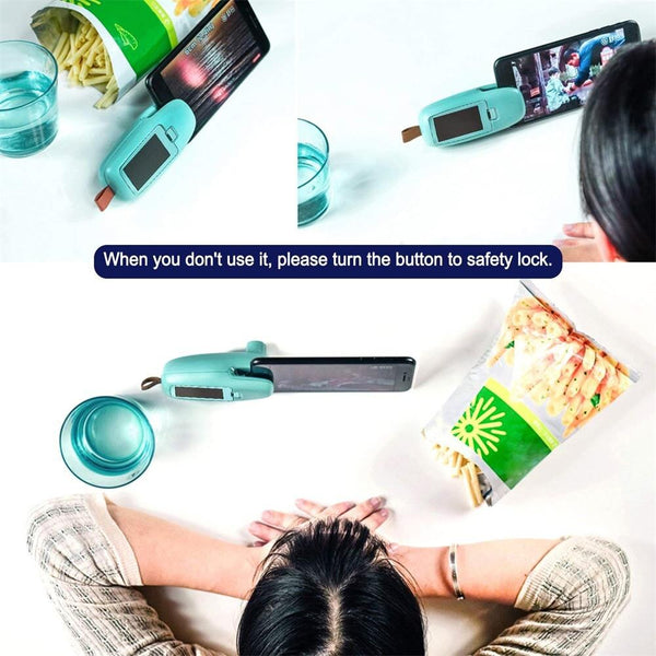 2 in1 Mini Portable Handheld Heat Sealer Useful Blue Plastic Sealing Bag Cutter Resealer Heat Sealing Machine Vacuum Packing