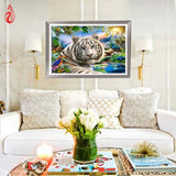 DIY Partial 5D Diamond Embroidery The Tiger Round Diamond Painting Cross Stitch Kits Diamond Mosaic Home Decoration
