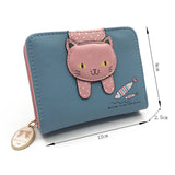 Women cute cat wallet small zipper girl wallet brand designed pu leather women coin purse female card holder wallet