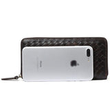 Leather men's woven wallet casual trendy long wallet fashion personality clutch High-quality genuine men's wallets