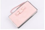 New bow lunch box bag litchi pattern wallet the long section of the phone package Money bags women's wallet wallet-fem