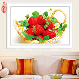 DIY 5D Full Diamond Embroidery Strawberry Food Round Diamond Painting Cross Stitch Kit Diamond Mosaic Home Decoration