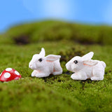 XBJ143 Mini 10pcs Cute little white rabbit decoration supplies moss micro landscape deco  Garden deco Creative handicrafts