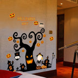 Creative Removable New Halloween cartoon pumpkin lights Wall Stickers Home Decorative Waterproof Wallpapers