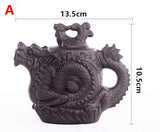 CJ255 Ceramic teapot,Traditional Chinese Tea pot Dragon and Phoenix Tea kettle Premium tea infuser purple clay tea set