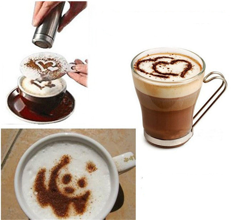 Coffee Mold Appuccino 16pcs/lot Latte pianting Stencil Mold Coffee Decor Barista Duster Art Template Strew Pad Duster