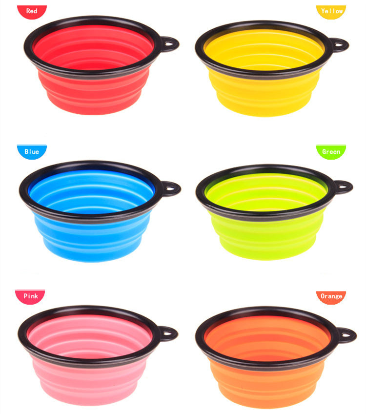New Collapsible foldable silicone Pet dog bowl cat candy color outdoor travel portable puppy food container feeder dish on sale