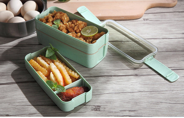 New Arrive 750ml Japanese Microwave Lunch Box Portable 3 Layer Bento Box Healthy Food Container Oven Dinnerware set