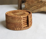 Rattan Cup Coasters Set Pot Pad Table Mat 6 Sizes Porta Copos Placemats Home Decoration Vintage Bamboo Handmade