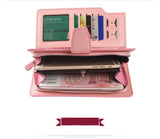 High-capacity candy-colored zipper wallet High quality Leather Handbag button Cross-shaped long section Wallets
