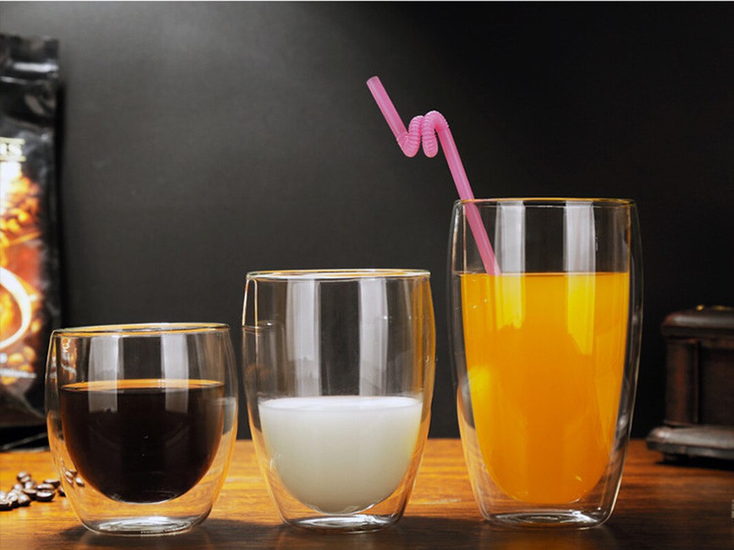 New And Fashion Classic 150 or 250 or 350 or 450ML Glass Double Wall Transparent Coffee Cups Insulate Office Tea