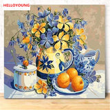 HELLOYOUNG Digital Painting DIY Handpainted Oil Painting Dish Lunch by numbers oil paintings chinese scroll paintings Home Decor