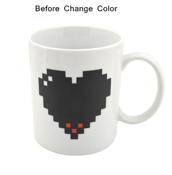 Creative Heart Magic Temperature Changing Cup Color Changing Chameleon Mugs Heat Sensitive Cup Coffee Tea Milk Mug Novelty Gifts Main image
