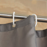Gray Polyester Bathroom Waterproof Shower Curtains With Plastic Hooks