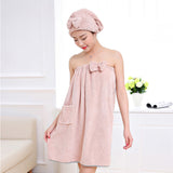 HELLOYOUNG Bowknot Women Bathroom Super Absorbent Quick-drying Microfiber Bath Towel Bath Robe Hair Towel Hair Dry Cap Set