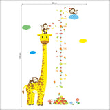 Free shipping Cartoon Measure Wall Stickers For Kids Rooms Giraffe Monkey Height Chart Ruler Decals Nursery Home Decor