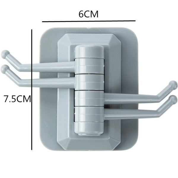 Rotary 4-Hook kitchen bathroom wall rack towel rack without screw and trackless hook drop shipping