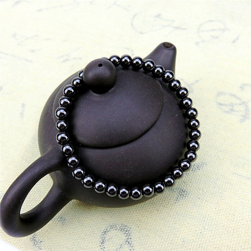 Unisex Luxury Slimming Bracelet Weight Loss Round Black Stone Magnetic Therapy Bracelet Health Care 1PCS