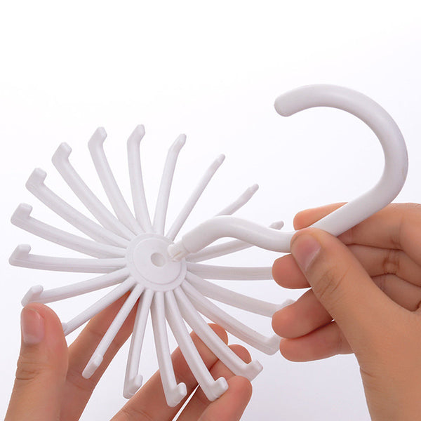 Neck Tie Holder Space Saving Multifunction 1 PC Plastic 20 Hooks 360 Degree Rotating Belt Rack Neck Tie Hanger
