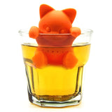 Cute Cartoon Cat Shaped Blacktea Tea Infuser Tea Strainer Food Grade Silicone Loose Leaf Herbal Spice Brewing Tools Orange
