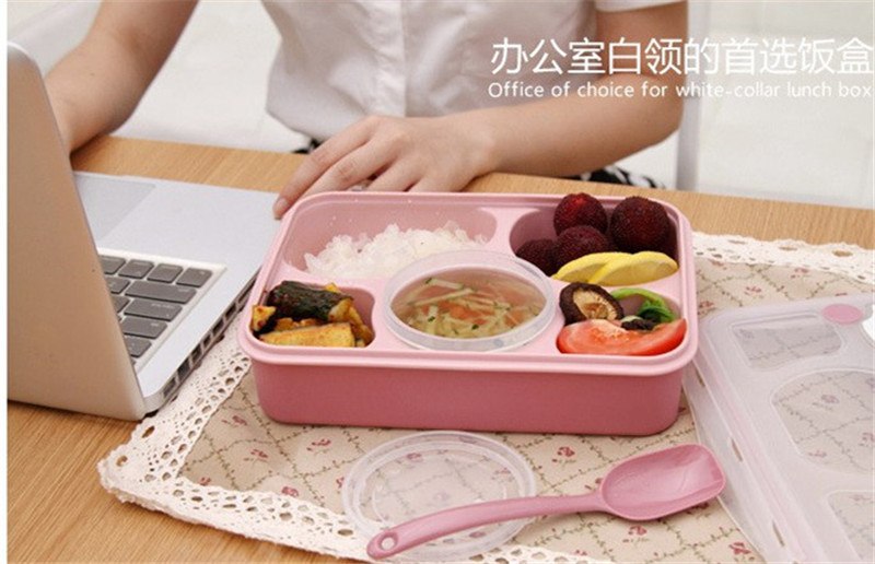 CJ011 Bento Box Tableware Suit Oven lunchbox Microwave Dinnerware Sets Food Container Large Meal Box Five plus a separation
