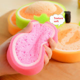 Cute Fruit Shape 4 pcs/set Microfiber Sponge Scouring Pad Cleaning Cloth Remove Stains Thickened Sponge Kitchen Tools