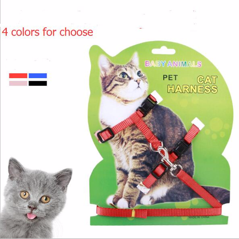 Hot Sale 4 Colors Nylon Products For Pet Cat Harness And Leash Adjustable Pet Traction Harness Belt Cat Kitten Halter Collar Cat Main image