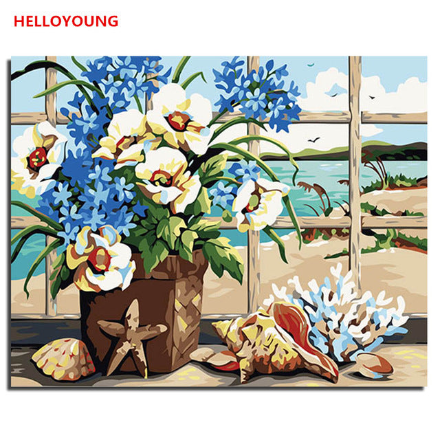 Flowers blossom Digital Painting Handpainted Oil Painting by numbers oil paintings chinese scroll paintings Home Decoration
