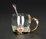 Creative Heat Resistant crystal glass mug, Enamel Glass Mug,Flower Tea Set Coffee Cup, Water Milk Coffee Drinkware For Gift