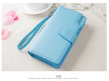 High-capacity candy-colored zipper wallet High quality Leather Handbag button Cross-shaped long section Wallets