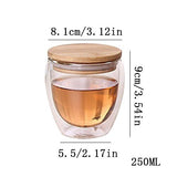 Double Glass Cup Coffee Mugs Tea Cup Transparent Heat-resistant Glass Cups With Bamboo Insulation Cup Lid Creative Wholesale