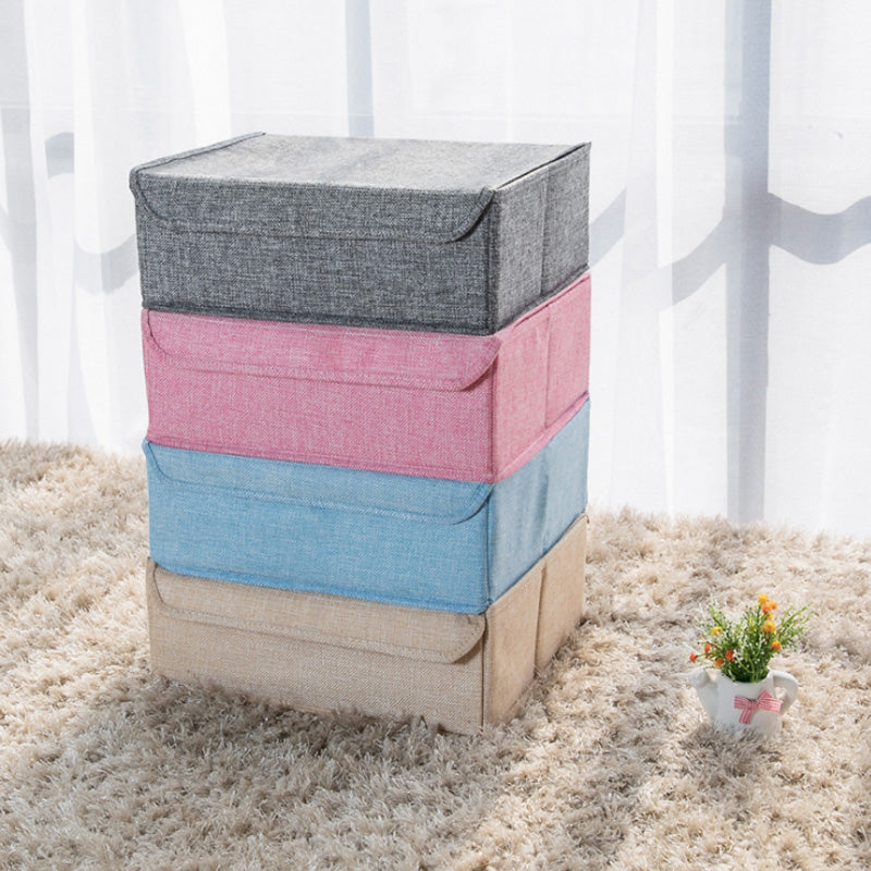 Washable Bra Underwear Storage Box With Cover linen Folding Cases Necktie Socks Underwear Clothing Organizer Container