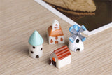 XBJ050 The windmill house 4pcs moss micro landscape decoration resin decoration creative arts and crafts Castle houses