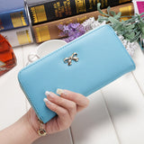 women long clutch Wallets female Fashion PU Leather Bowknot coin bag phone purses Famous designer lady cards holder wallet