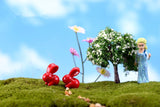XBJ101 Mini 8pcs Red and white rabbit decor supplies moss micro landscape deco  Garden deco Creative handicrafts