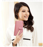 High-capacity candy-colored zipper wallet High quality Leather Handbag button Cross-shaped long section Wallets