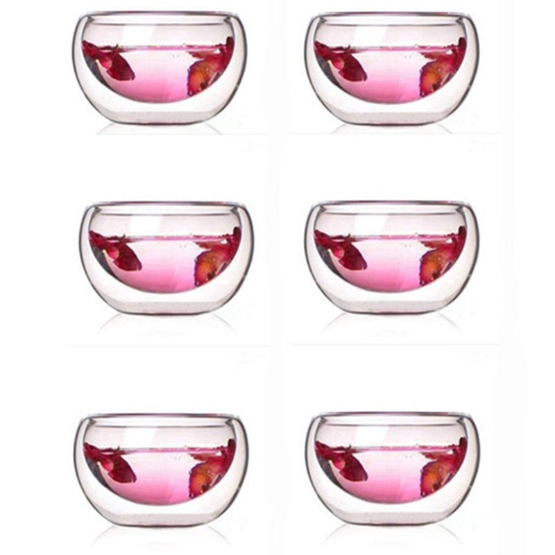 CJ266 Best Heat 6 Pieces/lot double wall glass tea cup double Teapot Coffee Tea Set Puer Kettle With Filter Durable Tea Set Secondary image